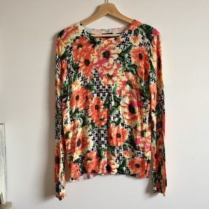 Topshop Floral Knit Top, Thin Sweater Sz 6